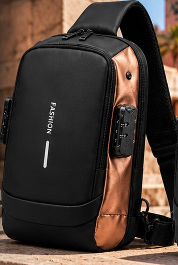 Sac antivol bandoulière Noir & Bronze