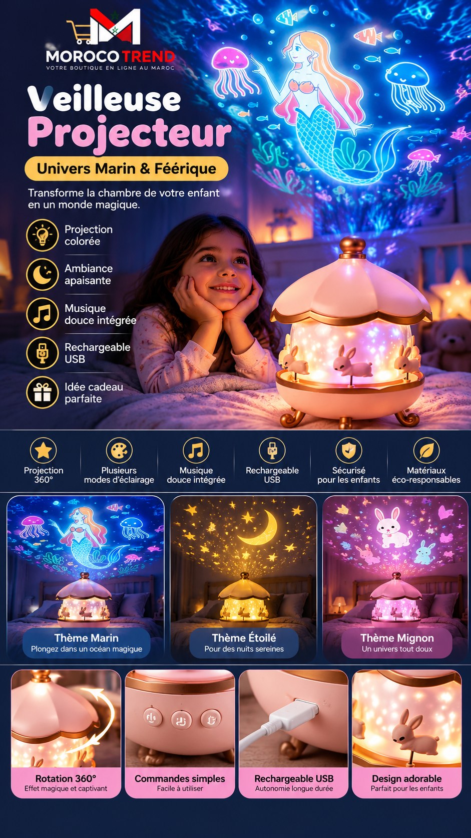 Avantages de la veilleuse projecteur enfant